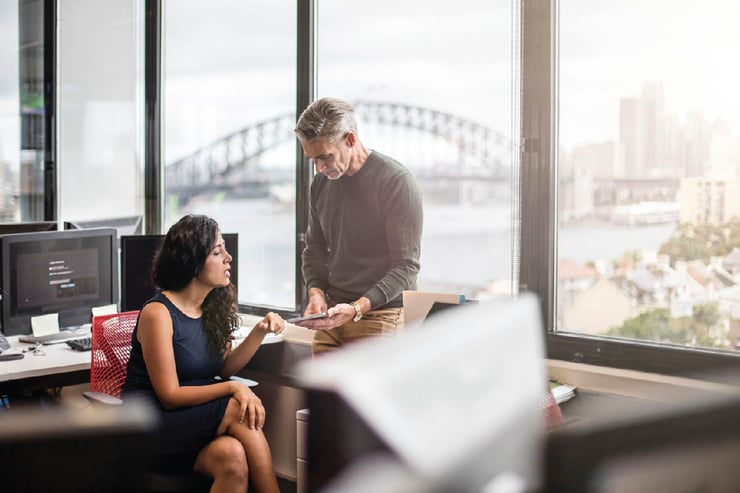 Coworkers taking a look over their email campaigns