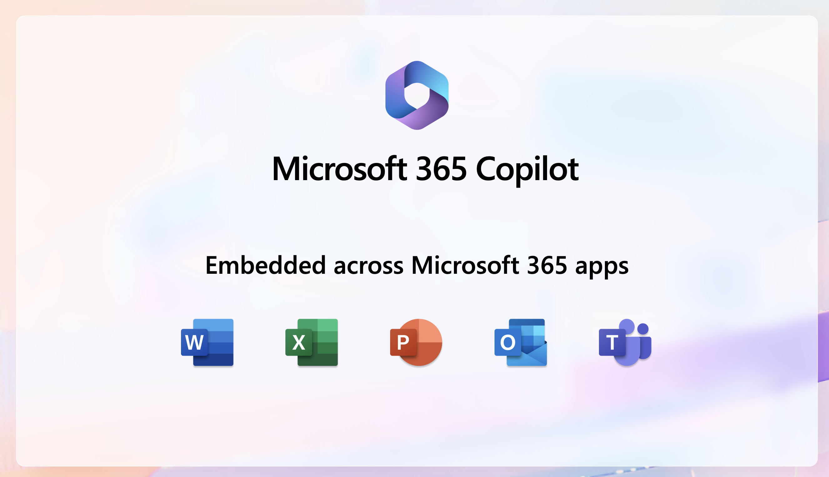 Picture of Microsoft 365 Copilot being embedded across the different Microsoft 365 apps