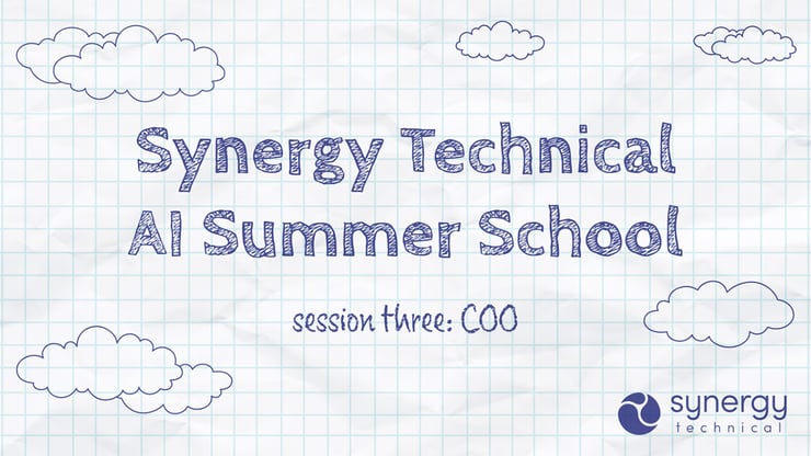 Title graphic for Synergy Technical AI Summer School Session 3: COO, exploring how organizations can govern, measure, and manage AI agents like a workforce.