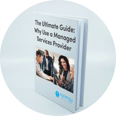 Booklet titled "The Ultimate Guide: Why Use a Managed Services Provider" by IT consulting firm Synergy Technical.