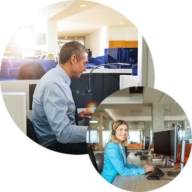 A remote employee in a satellite office securely accesses work applications with Microsoft Entra Conditional Access, which enforces real-time risk assessment, adaptive authentication, and location-based policies to ensure secure and seamless access without compromising productivity.