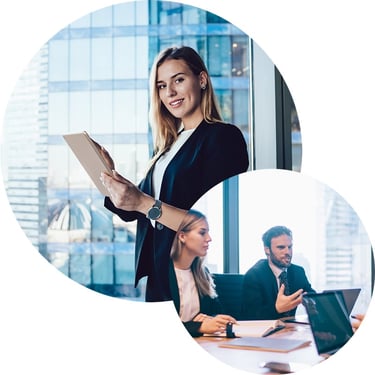 The team works efficiently on shared plans because Microsoft Intune keeps their devices compliant and their business data protected across every endpoint.