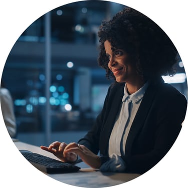 An employee uses Microsoft Priva Privacy Risk Management to evaluate where personal data is stored, how it flows across the organization, and how personal data trends evolve over time, gaining visibility into data movement, identifying potential privacy risks, and ensuring compliance with data protection policies.