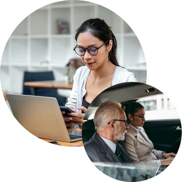 In her retail headquarters office, the regional director shares sales projections in Teams and a Policy Tip prompts her to apply an internal-only sensitivity label before she clicks Send.