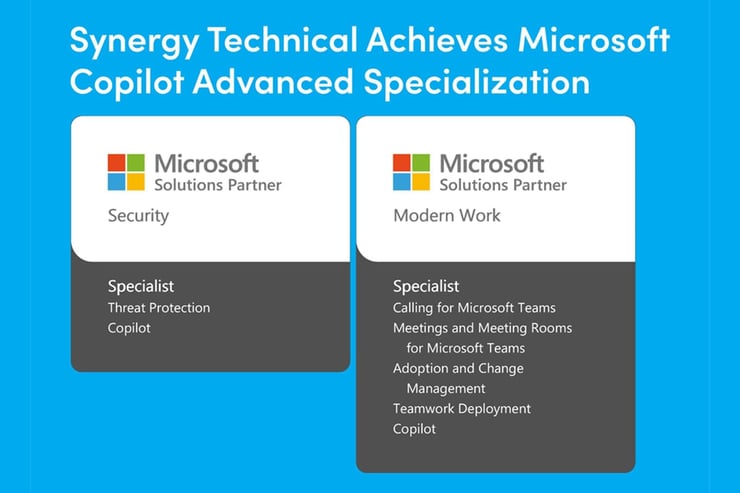 Synergy Technical earns the Microsoft Copilot Advanced Specialization, reinforcing its leadership in secure, scalable AI adoption and enterprise modernization.
