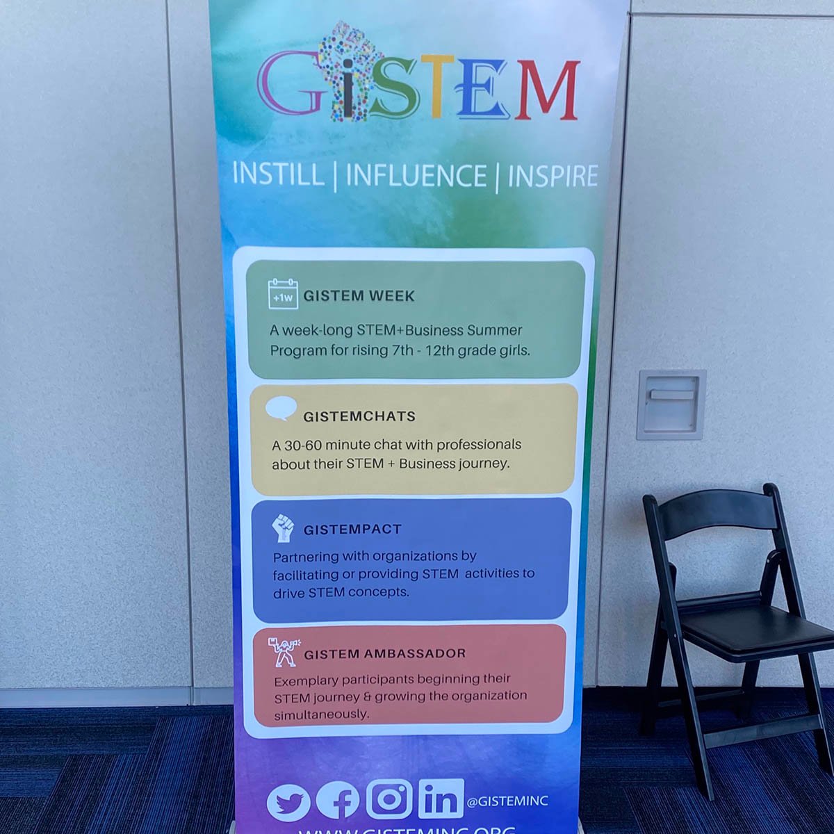 Picture of display and describing what the GiSTEM does