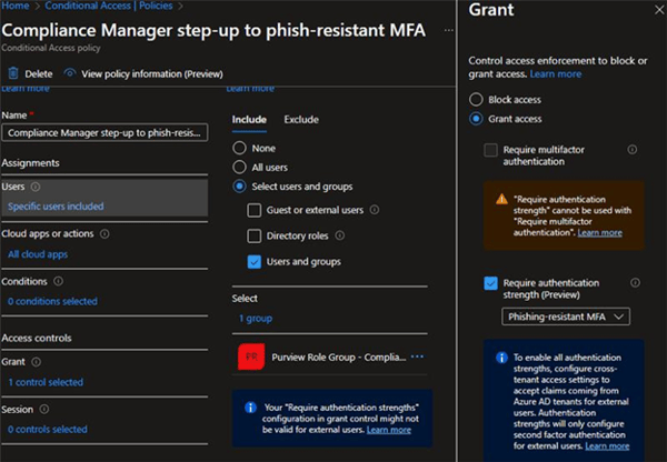 Picture showing how to enforce a step-up authentication on members of a group with a Conditional Access policy