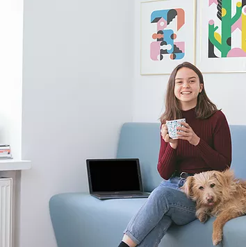 Girl with Her Dog