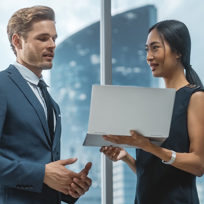 With her apps and settings deployed automatically by Microsoft Configuration Manager, she shows her manager how IT efficiency supports her day-to-day work.