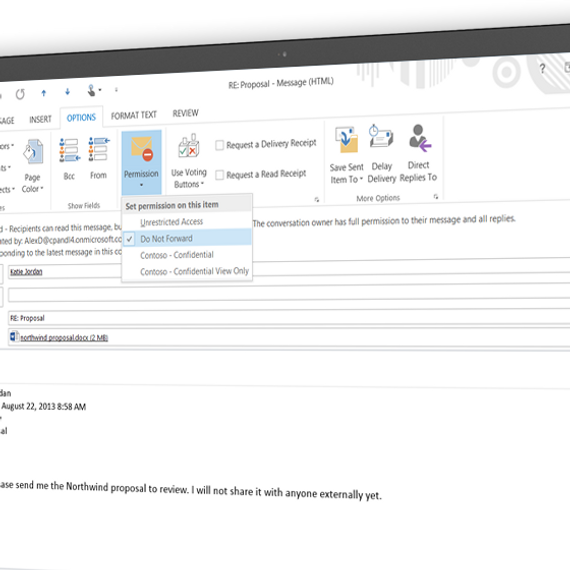 Picture of Exchange Online powering the ability to send and receive emails with Outlook safely and securely
