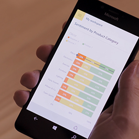 Picture of employee's device with datasets from a data source added to Power BI data hub to centralize and provid team access to information