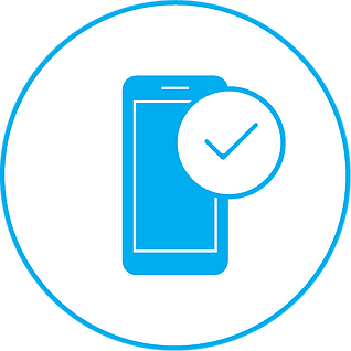 A mobile device with a check mark icon showing one of the methods users can use to authenticate their user identity.
