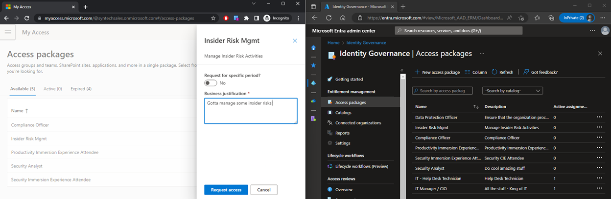 Picture showing Insider Risk Management role being activated