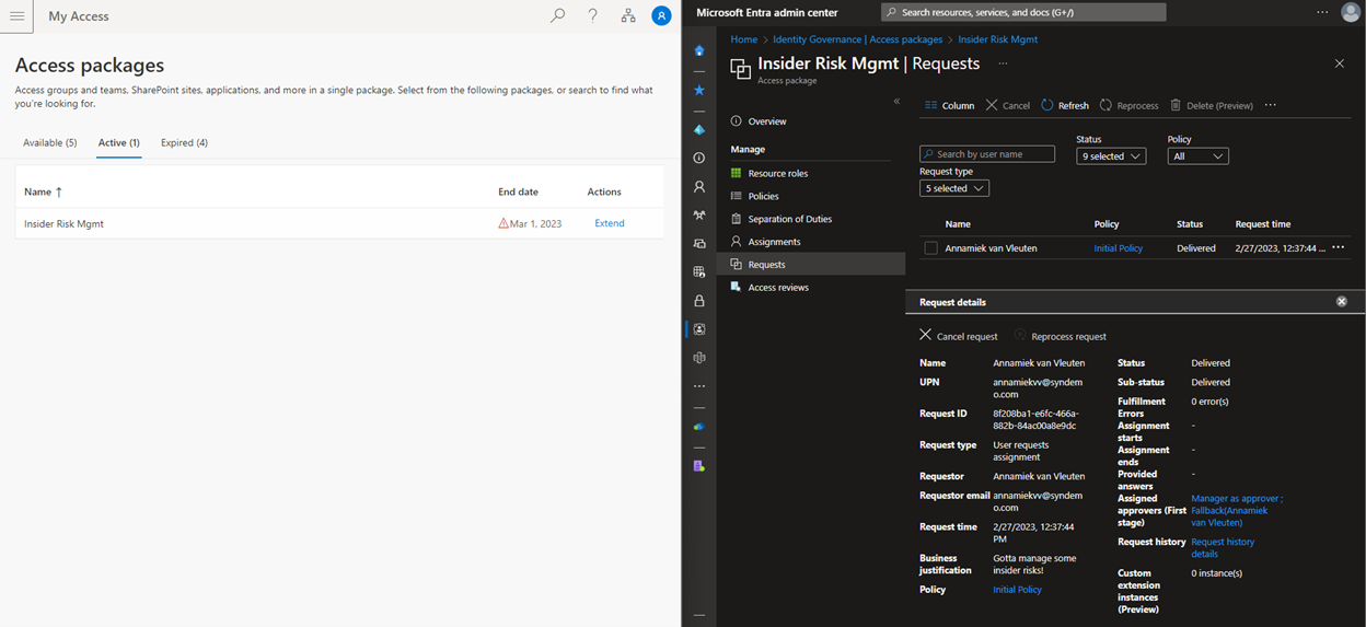 Picture showing a user approving access to Insider Risk Management