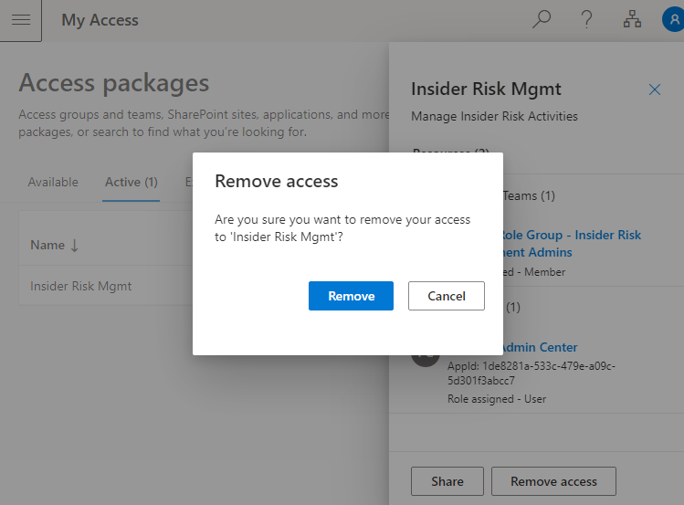 Picture showing how to end access to Insider Risk Management